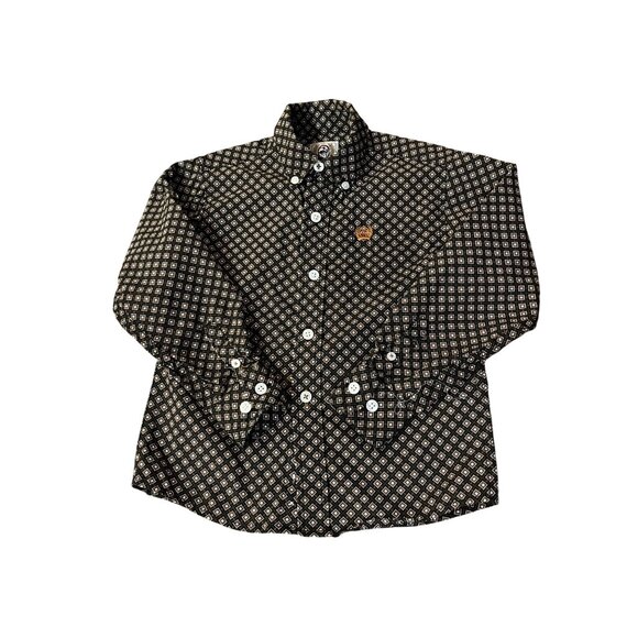 Cinch Western Shirt Toddler Boy 3T Black Brown Long Sleeve Button Down - Picture 3 of 14